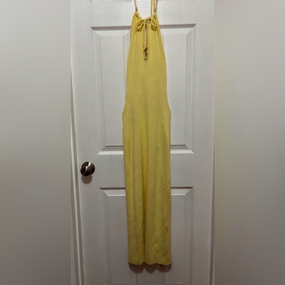 LPA Women’s S Yellow Knit Backless Halter Maxi Gown *See Measurements*
